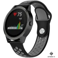 Strap-it Siliconen sport bandje - geschikt voor Garmin Vivoactive 3 / Vivoactive 5 / Venu / Venu SQ / Vivomove HR / Forerunner 245 / 570 - 42mm / 645 - zwart/grijs