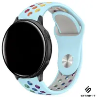 Strap-it Siliconen sport bandje - geschikt voor Garmin Vivoactive 3 / Vivoactive 5 / Venu / Venu SQ / Vivomove HR / Forerunner 245 / 570 - 42mm / 645 - lichtblauw/kleurrijk