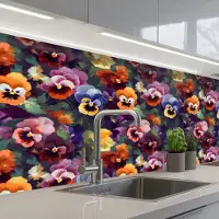 KitchenYeah Keuken achterwand 300x80 cm - Spatscherm zelfklevend Viooltjes - Kleuren - Bloemblaadjes - Muurbeschermer - Spatwand fornuis