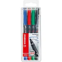 Stabilo OHPen universal 842/4 Overheadmarker Fijn Viltstift 0,7 mm Kleurenassortiment Navulbaar 4 Stuks
