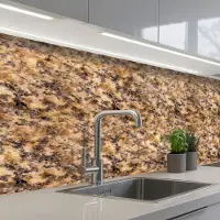 KitchenYeah Keuken achterwand 150x60 cm - Spatscherm zelfklevend Bruin - Roze - Graniet print - Muurbeschermer - Spatwand fornuis