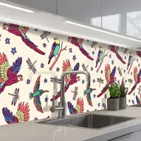 KitchenYeah Keuken achterwand 300x60 cm - Spatscherm zelfklevend Patronen - Vintage - Vogels - Muurbeschermer - Spatwand fornuis