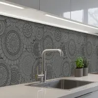 KitchenYeah Keuken achterwand 350x60 cm - Spatscherm zelfklevend Design - Bohemian - Zonnebloem - Muurbeschermer - Spatwand fornuis