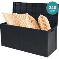 HIXA Opbergbox Tuinkussenbox - met Deksel - voor Buiten - Groot - Waterdicht - Weersbestendig - Tuinbox - Tuinkist - Balkonbox - 240L - 115x44x53CM - MILO