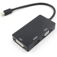 Dolphix Mini DisplayPort 1.1 naar HDMI, DVI en VGA adapter / zwart - 0,20 meter