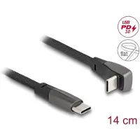 DeLOCK USB 2.0 Flat Ribbon Cable USB Type-C male to USB Type-C male angled PD 3.0 60 W 14 cm black