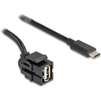 DeLOCK USB-A haaks (110° boven) Keystone module - USB-C (m) | USB2.0 | zwart | 1,5 meter