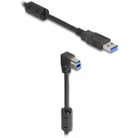 DeLOCK USB-A - USB-B haaks (beneden) kabel | USB3.0 5 Gbps | 10W | zwart | 1 meter