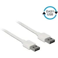 DeLOCK Easy-USB-A naar Easy-USB-A kabel - USB2.0 - tot 2A / wit - 1 meter