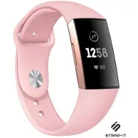 Strap-it Siliconen sport bandje - geschikt voor Fitbit Charge 3 / Fitbit Charge 4 - roze - Maat: Maat L
