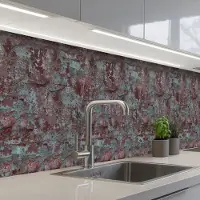 KitchenYeah Keuken achterwand 500x80 cm - Spatscherm zelfklevend Roest - Blauwe - Rode - Vlekken - Muurbeschermer - Spatwand fornuis