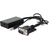 Dolphix VGA + 3,5mm Jack (v) naar HDMI adapter met HDCP - voeding via Micro USB / zwart - 0,15 meter