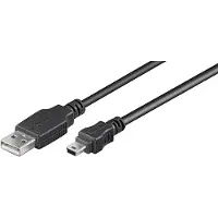 S-Conn USB Mini B naar USB-A kabel - USB2.0 - tot 2A / zwart - 1 meter