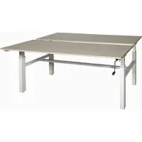 Schaffenburg Romeo Duo werkplek, zit/zit hoogte verstelbaar dmv slinger (62-85cm) voorzien van 180x80/80cm robson eiken 25mm melamine bladen en zwart H-poot frame