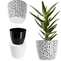 Kadax Bloempot van kunststof, diameter 11-21 cm, 5 kleuren, eenvoudige pot, robuuste plantenpot, plantenbak, ronde bloempotbescherming voor varen, diameter 21 cm, zwart