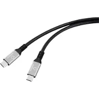 Renkforce RF-6805038 USB-C-kabel USB 4.0 USB-C stekker 1.5 m Zwart Aluminium-stekker, Silicone, Zeer flexibel, 8K UHD