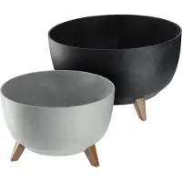Kadax Kunststof bloempot met drie steunen, ronde bloembak, plantenpot, bloempot voor balkon, woonkamer (grijs, diameter 32,7 cm)