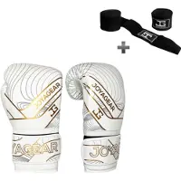 Joya Essential Bokshandschoenen - 14 oz – Wit/Goud – Kickboksen & Boksen – Synthetisch Leer – Meerlaagse Padding – Fight Gear