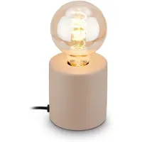 B.K.Licht BRILONER Tubo – Tafellamp met keramiek – E27 Fitting – bedlamp met kabelschakelaar – beige – Ø10 x 10,3 cm