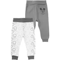 Disney Mickey Mouse Baby Broekjes - Set van 2 - Grijs/Wit - Maat 86/92
