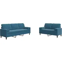 vidaXL 2-delige Loungeset met kussens en bolsters fluweel blauw
