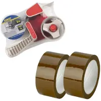 Kinzo Tape dispenser - inclusief 4x rollen dik verpakkings tape - 5 cm x 66 meter per rol - inpakken set