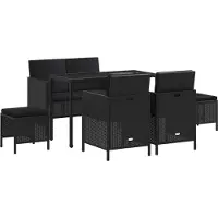 vidaXL 6-delige Tuinset met kussens poly rattan zwart
