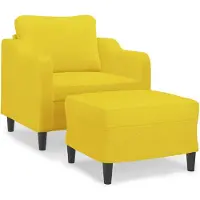 vidaXL Fauteuil met voetenbank 60 cm stof lichtgeel