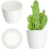 Kadax Bloempot van kunststof, diameter 11-19 cm, 7 kleuren, eenvoudige plantenpot, moderne plantenbak, robuuste bloempotbescherming, ronde pot, diameter 17 cm, wit