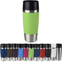 EMSA Reismok, Klassieke thermo/geïsoleerde mok Capaciteit 360 ml, Houdt 4 uur warm / 8 uur koud, 100% lekvrij, Sneldruksluiting, 360° drinkopening, Limoen