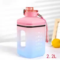 DIY Waterfles - Waterfles - Sportwaterfles - Grote waterfles - 2,2 L - Watertemperatuur lager dan 60 graden - Gradiënt Roze