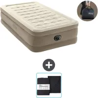 OEM Luchtbed - 1-Persoons - 99 x 191 x 46 cm - Beige - Inclusief pomp en Hoeslaken