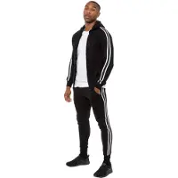 Enzo | Heren Zip Up Tape Hoodie Tracksuit Set - Zwart