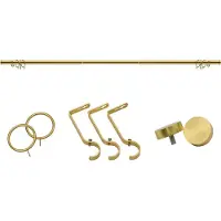 vidaXL Uitschuifbare Ophangbare Gordijnrail 76-210cm Goud - Compleet met Eindstukken en Beugels - 25mm Diameter - Decoratief Gordijnroede Set