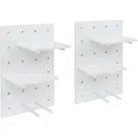 Mendler Set van 2 wandpanelen -P24, wanddecoratie wandrek stekbord, 4 niveaus ophanging 60x40cm MVG ~ wit