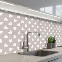 KitchenYeah Keuken achterwand 250x80 cm - Spatscherm zelfklevend Design - Lijn - Patroon - Hart - Grijs - Muurbeschermer - Spatwand fornuis