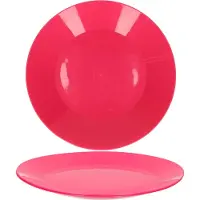Hega hogar bordjes - hard kunststof - roze - 26 cm - 8x stuks - ontbijtbord - dinerbord - outdoor servies