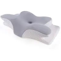 Butterfly Memory Foam Serie - Orthopedisch Nek Kussen - Ergonomisch Vlindervormig - Traagschuim - Grijs