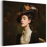 MuchoWow Aluminium schilderij 160x120 cm - Wanddecoratie metaal - Vrouw - Victoriaans - Portret - Metalen muurdecoratie woonkamer - Decoratie industrieel - Foto op dibond - Industriële accessoires slaapkamer