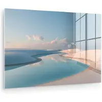 MuchoWow Glasschilderij 30x20 cm - Schilderij acrylglas - Duinen - Waterplas - Oneindige rust - Foto op glas - Muurdecoratie woonkamer - Wanddecoratie slaapkamer - Schilderijen
