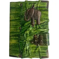 Vintage Schetsboek - Notitieboek - A6 - Olifant - Leer - Handgemaakt - Ongebleekt papier - Dagboek - Cadeau tip - Groen