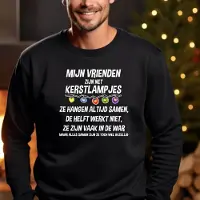 B&C Uniseks kersttrui: Mijn Vrienden zijn net kerstlampjes- Zwart Maat XXL- Foute kersttrui. kerst Sweater