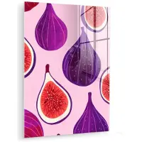 MuchoWow Glasschilderij 30x40 cm - Schilderij acrylglas - Vijgen - Roze - Paars - Foto op glas - Muurdecoratie woonkamer - Wanddecoratie slaapkamer - Schilderijen