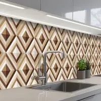 KitchenYeah Keuken achterwand 400x60 cm - Spatscherm zelfklevend Retro - Ster - Design - Muurbeschermer - Spatwand fornuis