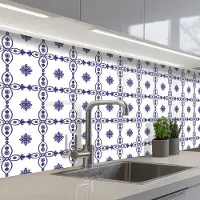 KitchenYeah Keuken achterwand 200x60 cm - Spatscherm zelfklevend Portugal - Patronen - Blauw - Muurbeschermer - Spatwand fornuis