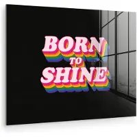 MuchoWow Glasschilderij 40x30 cm - Schilderij acrylglas - Quote - Regenboog - Roze - Zwart - Foto op glas - Muurdecoratie woonkamer - Wanddecoratie slaapkamer - Schilderijen