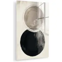 MuchoWow Glasschilderij 40x60 cm - Schilderij acrylglas - Cirkels - Vorm - Beige - Abstract - Foto op glas - Muurdecoratie woonkamer - Wanddecoratie slaapkamer - Schilderijen