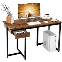 Costway Computertafel, hout, vintage bruin, 120 cm x 55 cm x 75 cm
