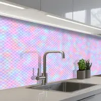 KitchenYeah Keuken achterwand 200x80 cm - Spatscherm zelfklevend Design - Geometrie - Roze - Muurbeschermer - Spatwand fornuis