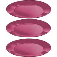 Hega hogar Ontbijtbordjes - 9x st - roze - 21 cm - hard kunststof - dinerborden - camping bordjes - Outdoor servies picknick/verjaardag